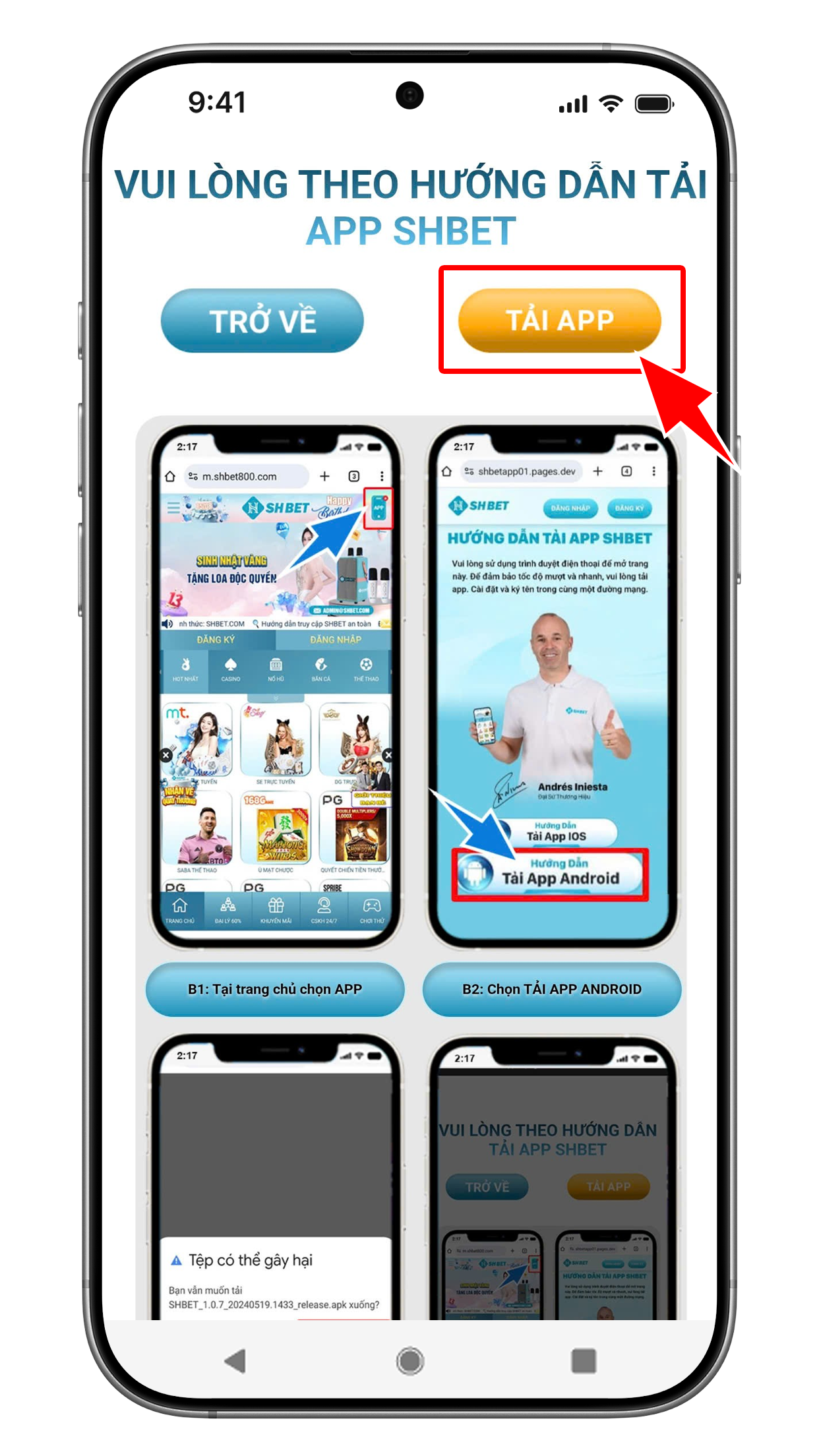 SHBET - Hướng dẫn tải app trên điện thoại di động