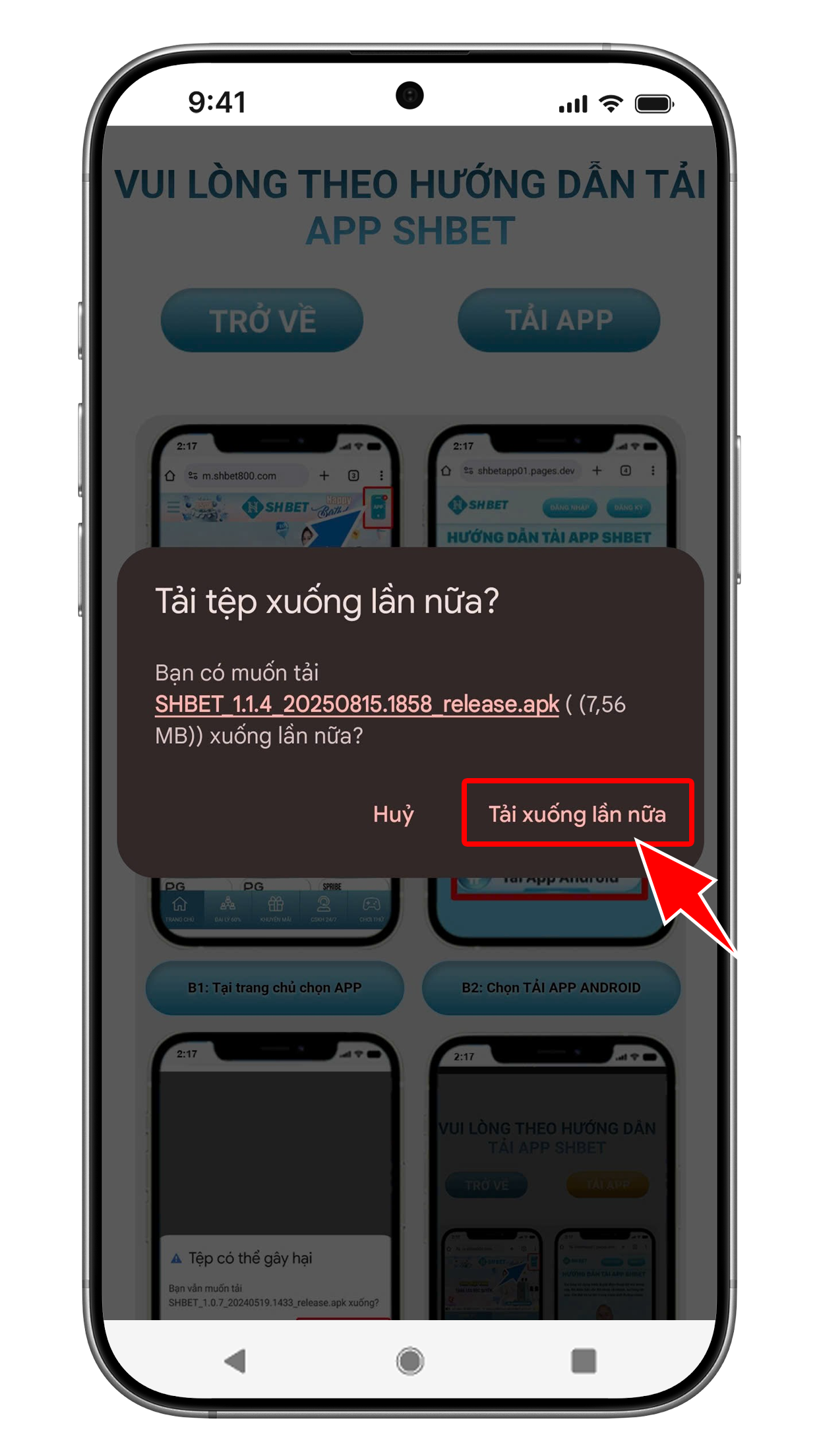 SHBET - Hướng dẫn tải app trên điện thoại di động